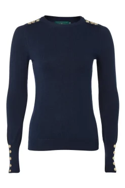 Buttoned Knit Crew Neck