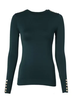 Buttoned Knit Crew Neck