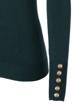 Buttoned Knit Crew Neck