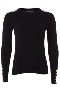 Buttoned Knit Crew Neck