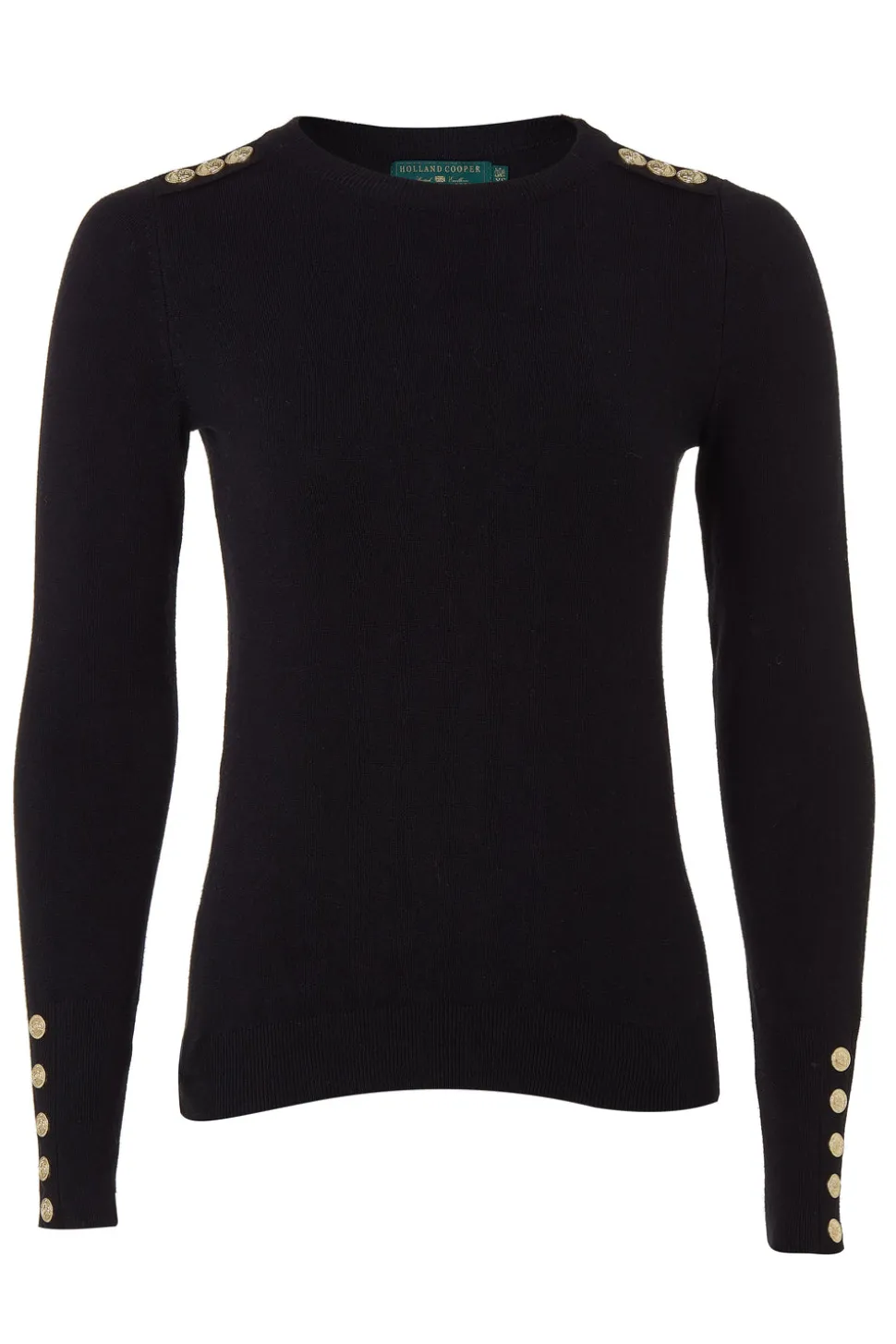 Buttoned Knit Crew Neck