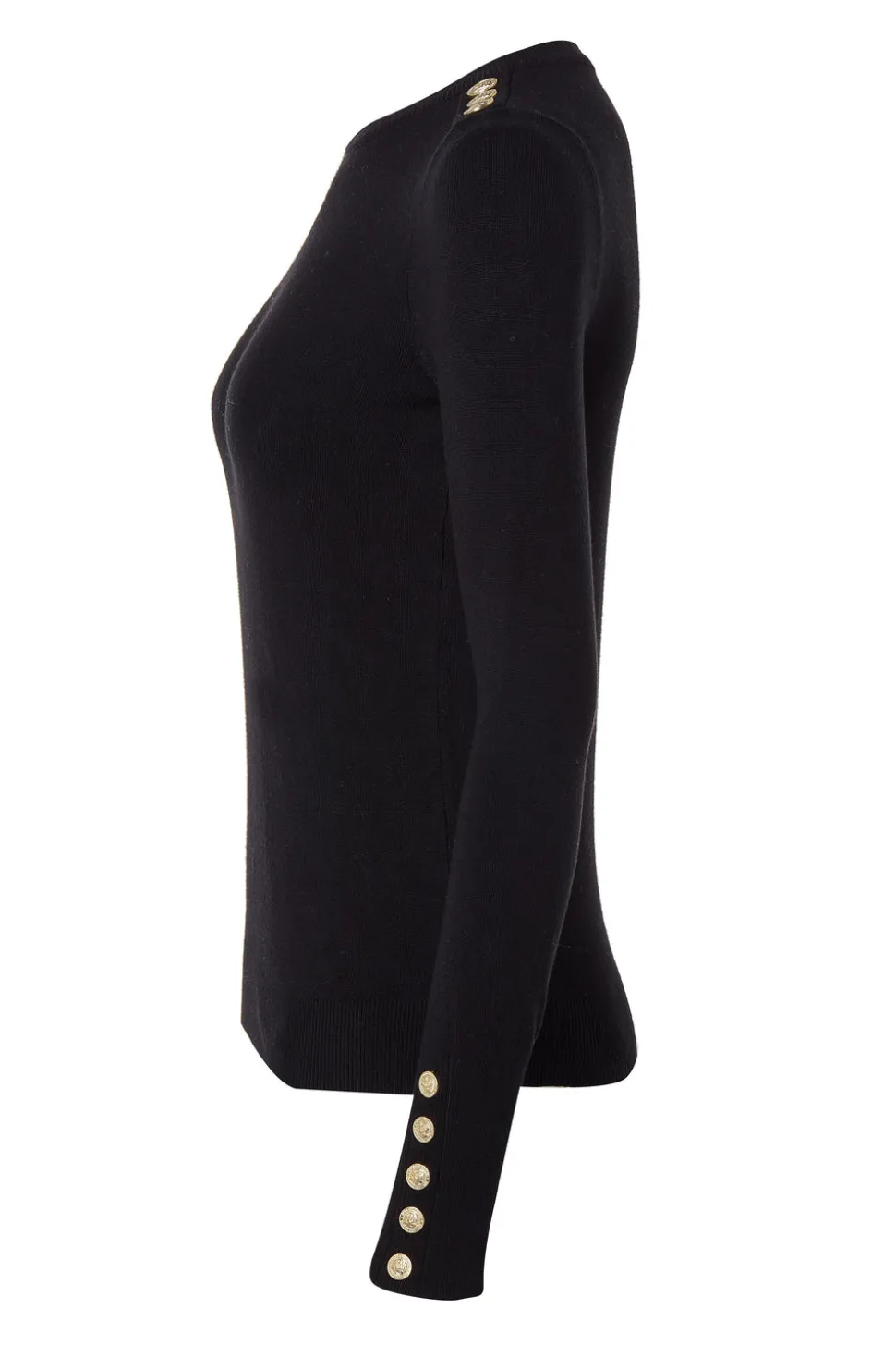 Buttoned Knit Crew Neck