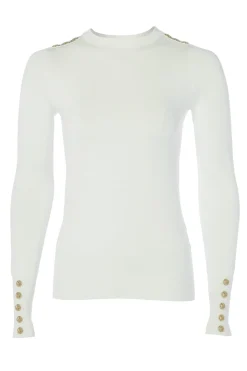 Buttoned Knit Crew Neck