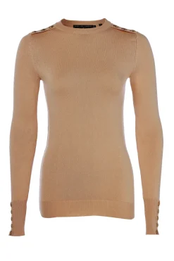 Buttoned Knit Crew Neck