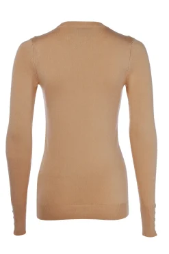 Buttoned Knit Crew Neck