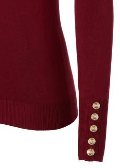 Buttoned Knit Crew Neck