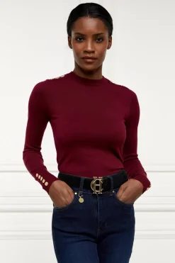 Buttoned Knit Crew Neck