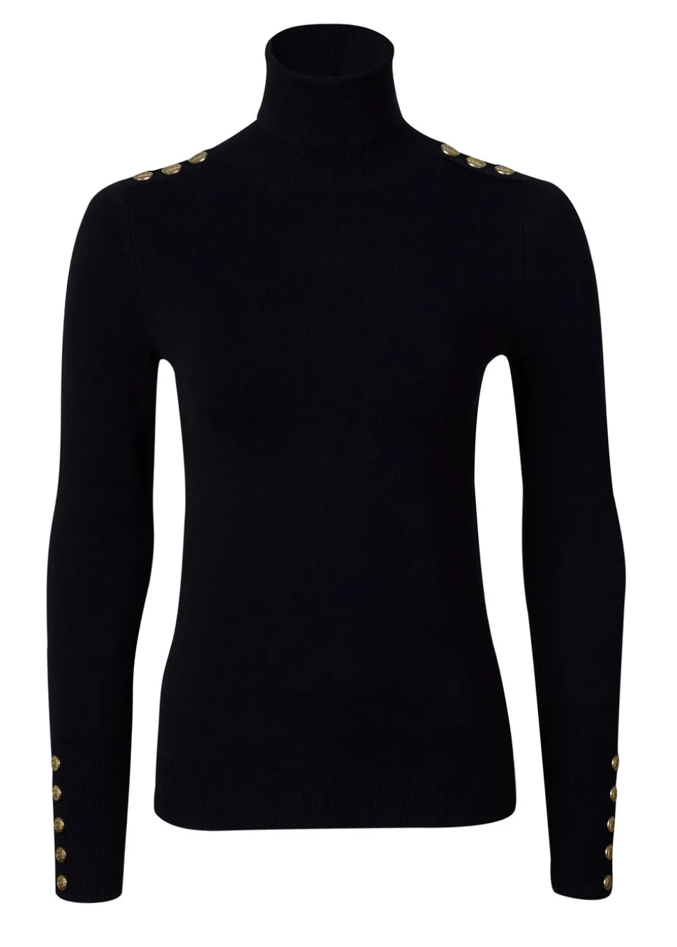Buttoned Knit Roll Neck