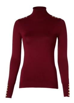 Buttoned Knit Roll Neck