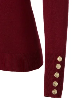 Buttoned Knit Roll Neck