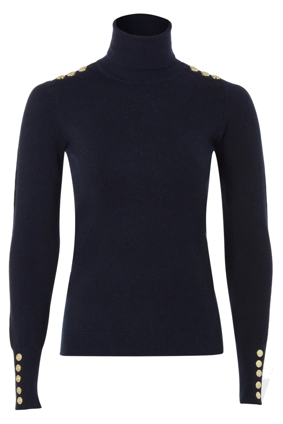 Buttoned Knit Roll Neck