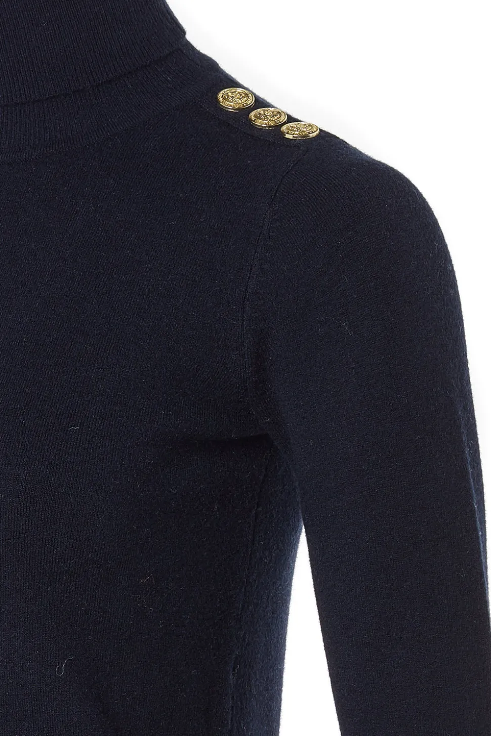 Buttoned Knit Roll Neck