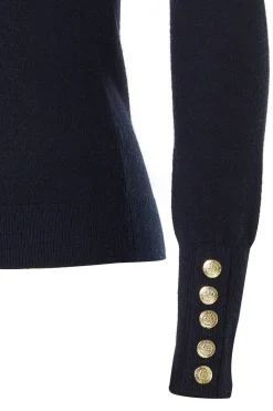Buttoned Knit Roll Neck