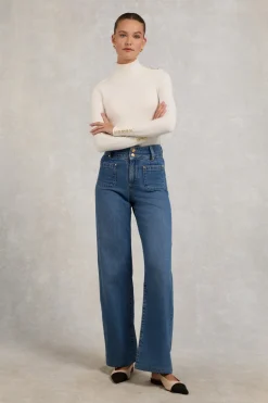 Buttoned Knit Roll Neck