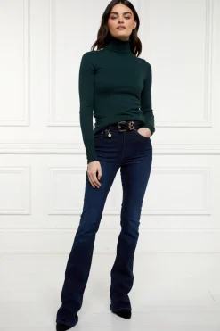 Buttoned Knit Roll Neck