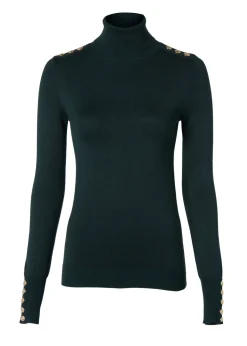 Buttoned Knit Roll Neck
