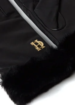 Cashmere Lined Faux Trim Leather Gloves