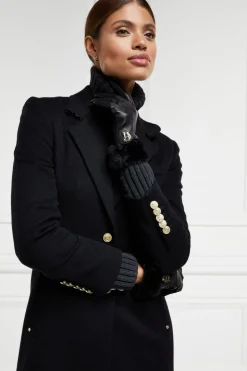 Cashmere Lined Faux Trim Leather Gloves