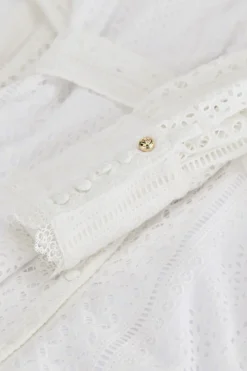 Collarless Broderie Mini Dress