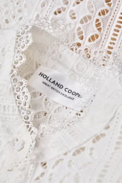 Collarless Broderie Shirt
