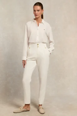 High Waisted Peg Trouser