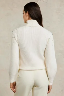 Kelsie Rib Embellished Roll Neck