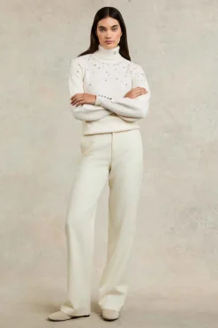 Kelsie Rib Embellished Roll Neck