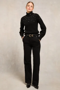 Kelsie Rib Embellished Roll Neck