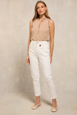 Sleeveless Knitted Monogram Polo