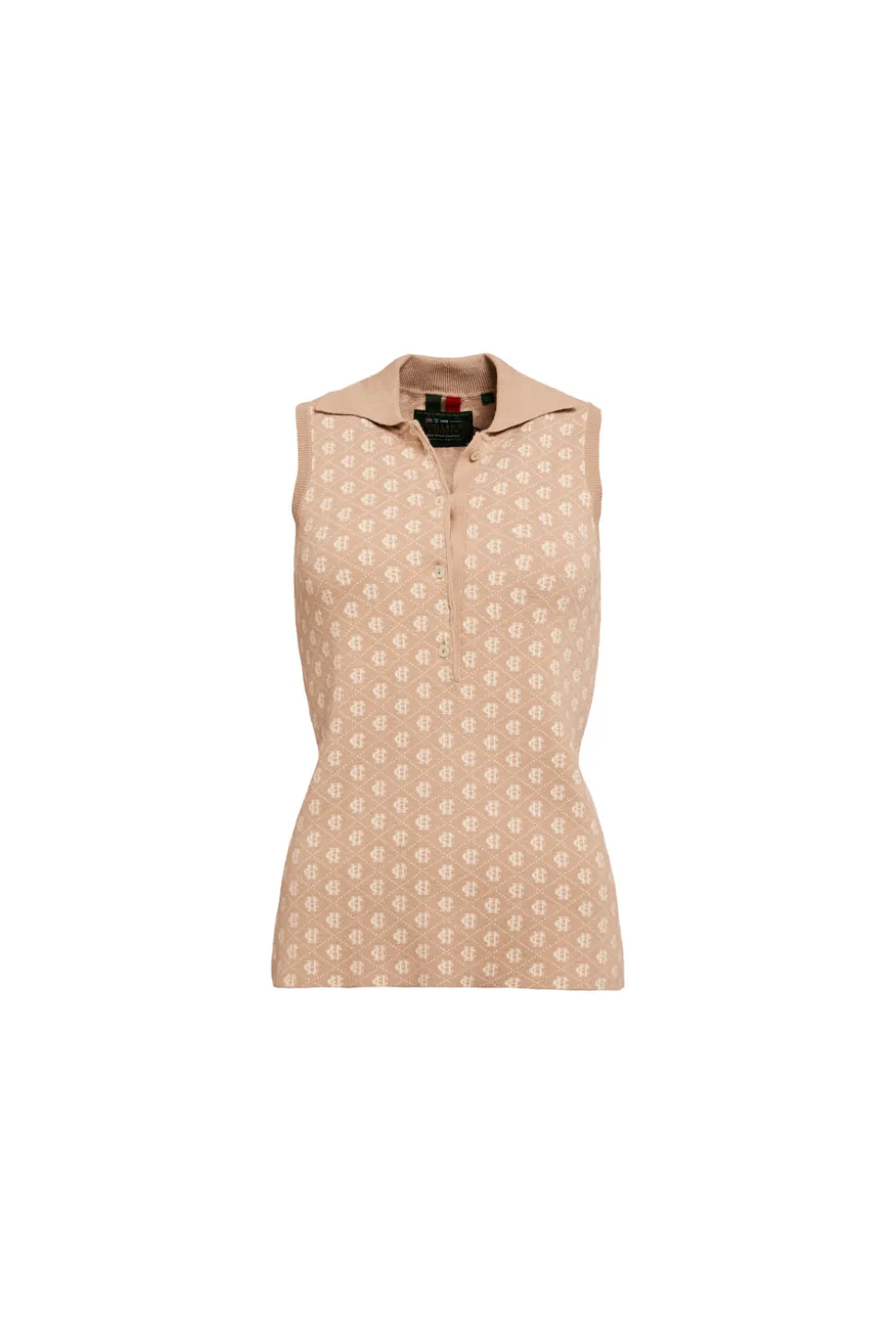 Sleeveless Knitted Monogram Polo