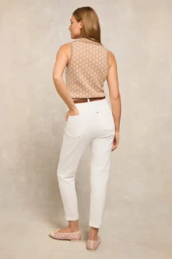 Sleeveless Knitted Monogram Polo