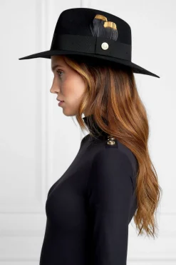 Trilby Hat Gold Feather